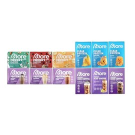 MORE mixed Protein- und Geschmackspulver Probenbundle, 12er Pack, aus Chunky Flavour, More Clear, More Protein, Protein Iced Coffee, ideal zum Muskelaufbau und -erhalt (Sorten können variieren)