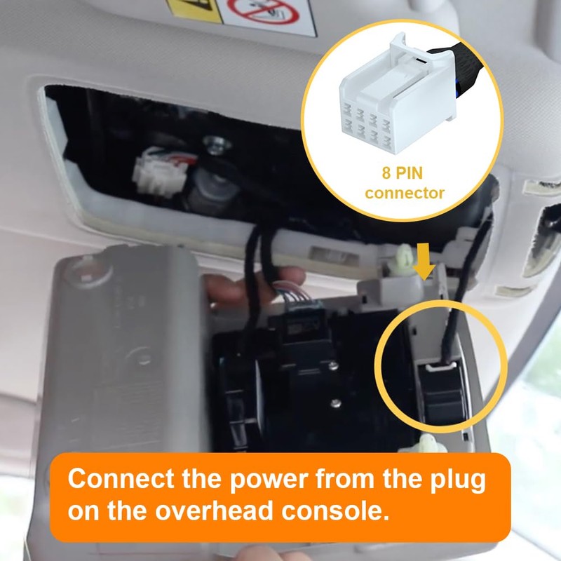 FitDVR Power Adapter (8-Pin) for Honda, Connects to Overhead Console,