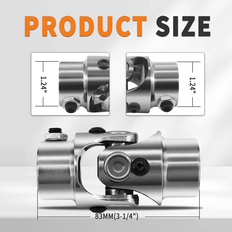 GLOCRORET 3/4"-36 Spline X 3/4" DD Chrome Steering Universal U