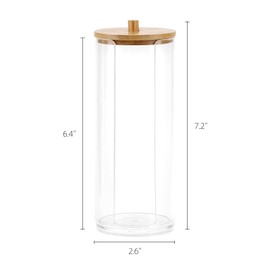 Tecbeauty Cotton Pads Holder Makeup Removers Pad Organizer Dispenser for Bathroom Storage - Bamboo Lid