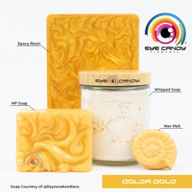 Eye Candy Pigments Premium Gold Mica Powder - Golda Gold (50gr) - for Epoxy, Resin, Soap, Paint, Woodworking, Acrylic Pouring, Bath Bombs, Fishing Lures - DIY Arts and Crafts Additive