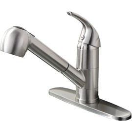 Kitchen Faucet with Pull Out Sprayer, Low Profile Stainless Steel Single Handle Brushed Nikcel Utility Laundry Sink Faucet 1 or 3 Hole Grifo De Cocina