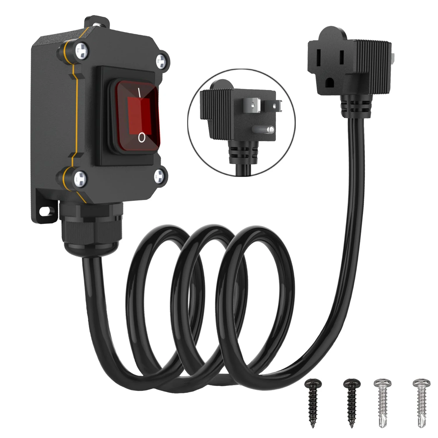 KarlKers Inline Cord Switch with 10-ft 14AWG Cable Piggyback Plug(3 ...