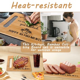 Retirement Gifts Chopping Board, Engraved Bamboo Cutting Board Gifts, Happy Retirement Present Idea, Unique Bamboo Cutting Board, Funny Retired Gifts for Women, Friends, Colleagues, Teacher