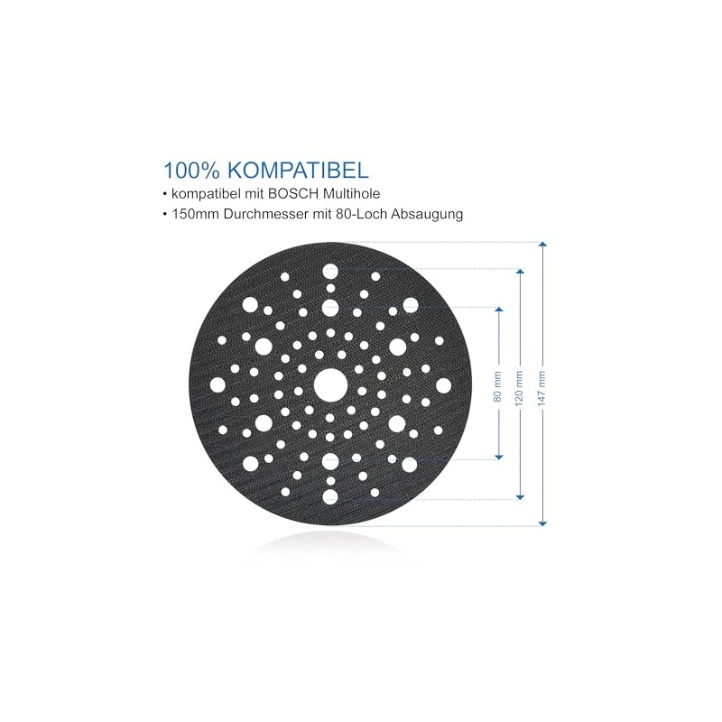 DFS Soft Pad 150 mm 80-Hole Compatible with Bosch Multihole,