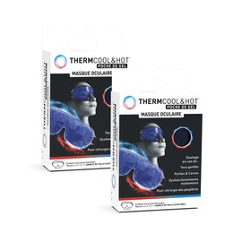 ThermCool & Hot Gel Eye Mask Pack of 2 - Heat Therapy Hot and Cold - Reusable Gel Pouch - Comfort Eye Area - Puffy Eyes Dark Circles Pockets - Adjustable Strap