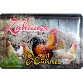 vielesguenstig by Robby Wanka Tin Sign 20 x 30 cm with German Text "Zuhause ist wo Meine Hühner sind Fauernhof Hahn Egg" [German Language