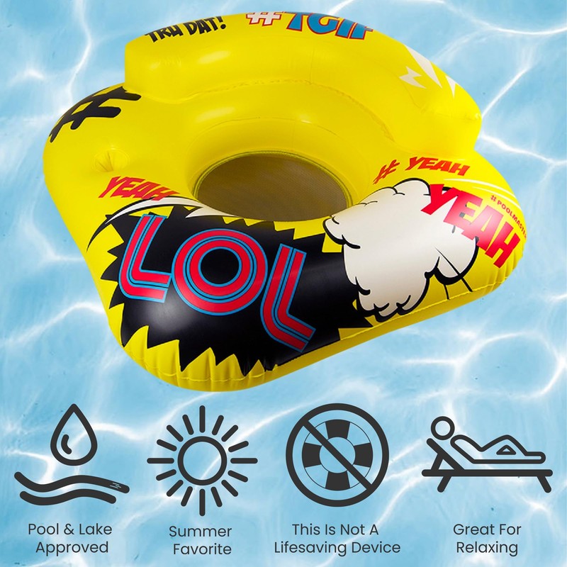 47" Inflatable Yellow and Black Teen Abbreviation Swimming Pool Lounge