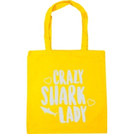 Hippowarehouse Crazy shark lady Tote Shopping Gym Beach Bag 42cm x38cm, 10 litres