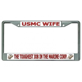 usmc wife marine corps toughest job logo chrome license plate frame usa made