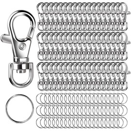 LEOBRO LEOBRO 160PCS Lobster Claw Clasp with Key Rings, 80PCS Keychain Clips and 80PCS Key Chain Rings, for Crafts, Keychains, Jewelry