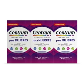 Centrum Mujer Pack 3 Multivitamnicos 60 Tab Cu Sabor Sin Sabor - de, y,