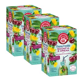 Pompadour, Tisana Fredda Sgonfia e Drena, 54 Filtri (3 Confezioni da 18 Filtri), Con Tarassaco e Ciliegia, Senza Zuccheri, Senza Calorie, Fresca e Dissetante