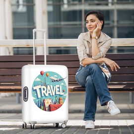 THISFIND Funny 'Don't Touch Me' Luggage Cover – Black Travel Suitcase Protector with Angry Face Design, Stretchable and Protective Cover for Travelers Fits 22''–25'' Suitcases (Size M)