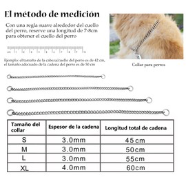 LANFYFU Collar para Perro Collar de Castigo para Perro de Acero Inoxidable Ajustable,Collar de Entrenamiento Profesional de Perros para Perros pequeños, medianos y Grandes para fácil Control (50CM)