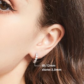 Kosuwo 925 Sterling Silver Opal Earrings for Women,18K White Gold Earrings,Hoop Huggie Earrings Hypoallergenic, Gifts for Women (Opal Silver)