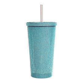 Paris Hilton Diamond Bling Water Tumbler With Lid And Straw, Vacuum Insulated Stainless Steel, Bedazzled With Over 3700 Rhinestones, 16.9-Ounce, Blue