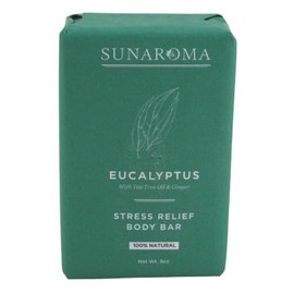 Sunaroma Soap Bar Eucalyptus With Tea Tree + Ginger 8 Ounce (3 Pack)