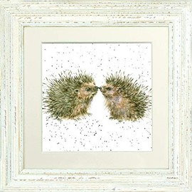 Wrendale Design "Hugs and Kisses " Hedgehog Framed Picture in Various Frame Colours (White)