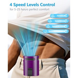 Portable Fan Clip On Shirt Pants-Little Person Recargable Battery Powered Waist Fan,Waistband Inside Tshirt Pant Cooler,Wireless Hands Free Cooling Fans Wear Around the Neck for Woman Man Kid Purple