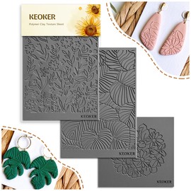 Keoker Polymer Clay Texture Sheets, Clay Texture Mat for Making Earrings Jewerly, Polymer Clay Earrings Tools (All-3 pcs)