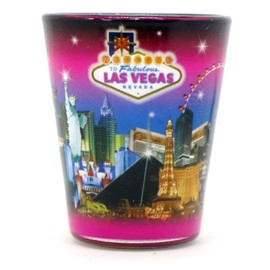 Las Vegas Nevada Pink Skyline Shot Glass