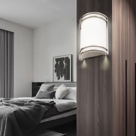 Flynix Indoor Wall Sconce, Half Cylinder Wall Light Fixture, 3000K 4000K 5000K Color Temperature Adjustable, Dimmable LED Modern Wall Light for Hallway Bedroom Living Room, Brushed Nickel
