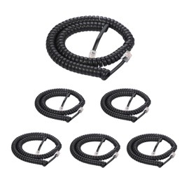 Vthahaby Coiled Wire 8Ft Uncoiled / 1.4Ft Coiled Landline Phone Handset Cable 4P4C Telephone Accessory Black 6 Pack