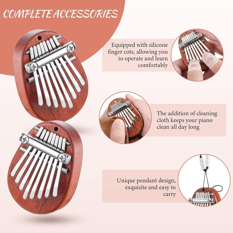 Feishiong 2 Pcs Kalimba Thumb Piano,8 Keys Portable Mini Finger