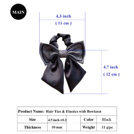 Hair Ties Bow for Thick Hair, Satin Scrunchy Bows, Hair Scrunchies with Bowknot for Teen Girls Women Ponytail Holder