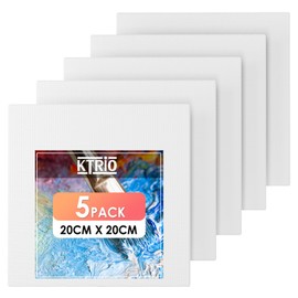 KTRIO Canvas Panels 5 Pack 20 x 20 CM Small Canvas Boards for Painting, 100% Cotton Primed Mini Art Canvas Painting Supplies for Acrylic Oil Watercolor Paint Tempera