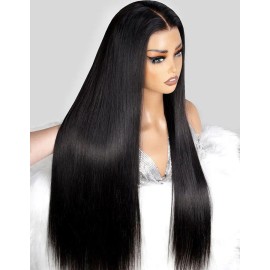 Pro Factory Glueless Wigs Human Hair Hd Transparent Lace Front Wig Natural Human Hair Wigs for Black Womenstyle: Silky Straight Wave, color: Natural color, stretched length: 22", Lace Size: 13x4