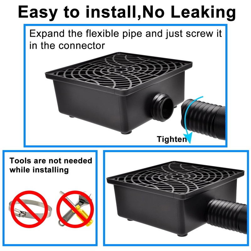 Prestantious Gutter Downspout Catch Basin, Upgraded Version 12"×12" Catch Basin