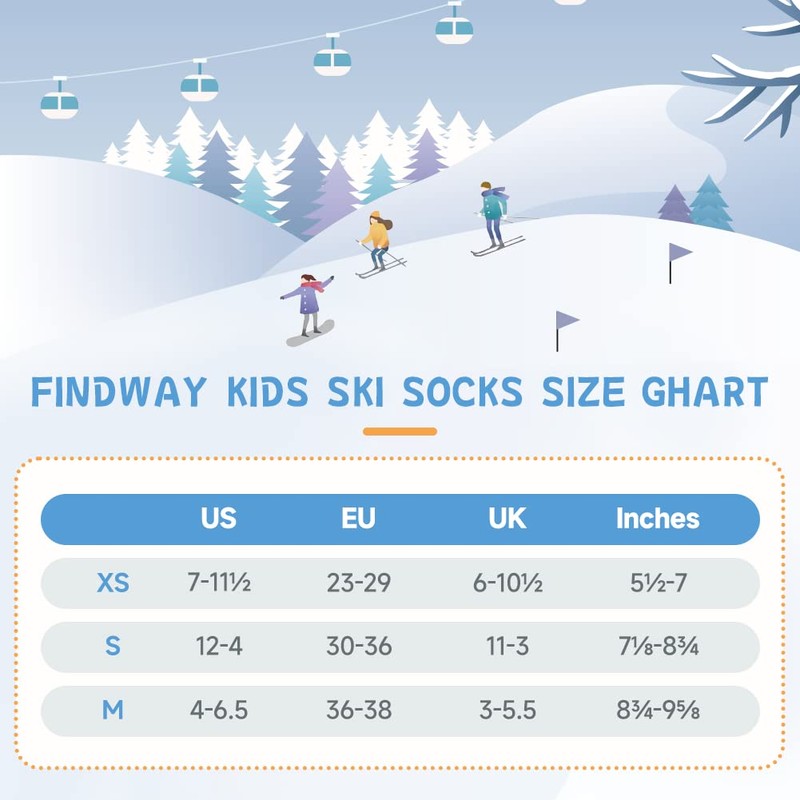 findway Kids Ski Socks, 2 Pairs /3 Pairs Warm Cotton