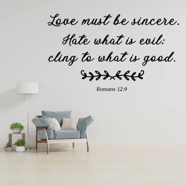 Love Must Be Sincere. Hate What is Evil; Cling to What is Good.Romans 129 Christmas Wall Decal Winter Wall Decor Art for Bathroom Bedroom Kitchen Laundry Nursery Decor