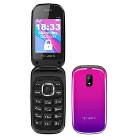 YEEMOVIL C2S Teléfono móvil Plegable para Personas Mayores,2.4 Inch Pulgadas,Teléfono de Tapa para Ancianos con Doble Sim,batería 800 mAh, estación de Carga, Bluetooth, cámara (Fucsia)