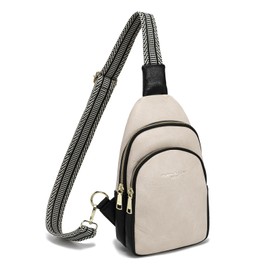 INICAT Crossbody Sling Bags Fanny Packs Purses Chest Bag for Women(Apricot Black J)