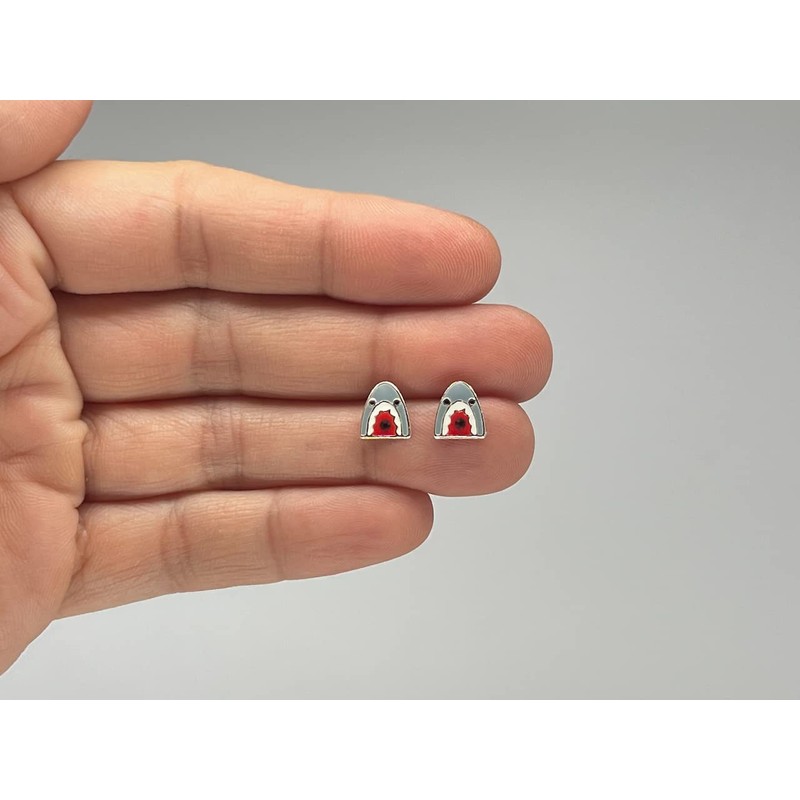 Shark Head Earrings - 925 Sterling Silver