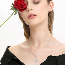 HUKKUN Witch Chain 925 Silver Women's Celtic Knot Witch Pendant Necklace Wicca Witches Jewellery Gifts for Women, Sterling Silver