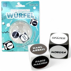 MIJOMA Entscheidungswürfel 2er-Set – Lustiges Würfelspiel für schnelle Entscheidungen – Perfekt für Unentschlossene – Party & Freizeitspiel