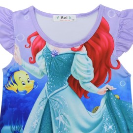 AOVCLKID Little Girls Princess Dress Toddler Cartoon Print Dress(2-3T,Purple 49)