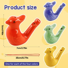 Set of 4 Ceramic Bird Whistle, Water Fillable, Bird Voices Bird Whistle Children, for Home Decoration Ornaments, Outdoor Games