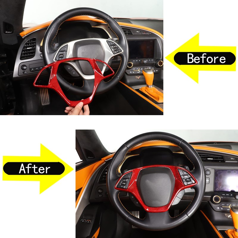 Steering Wheel Cover Trim Real Carbon Fiber 1PCS Compatible with