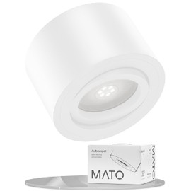 MATO 1 x LED Surface-Mounted Spotlight, White, Extra Flat and Swivelling, Diameter 80 x 50 mm, Surface-Mounted Ceiling Spotlights, Including 5 W LED Module 230 V - 4000 K Neutral White, Ceiling