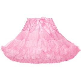 SHEJIZE Women's Tulle Skirts Petticoat Skirts Half Slips Chiffon Tulle Skirts Underskirt Pettiskirts (Pink)