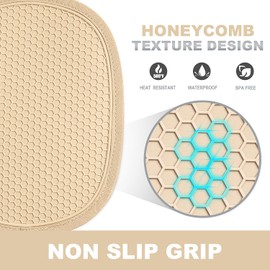 Rorecay Silicone Pot Holders Sets: Heat Resistant Oven Hot Pads with Pockets Non Slip Grip Large Potholders for Kitchen Baking Cooking | Quilted Liner | 9.8 x 7.6 Inches (2, Milkshake)