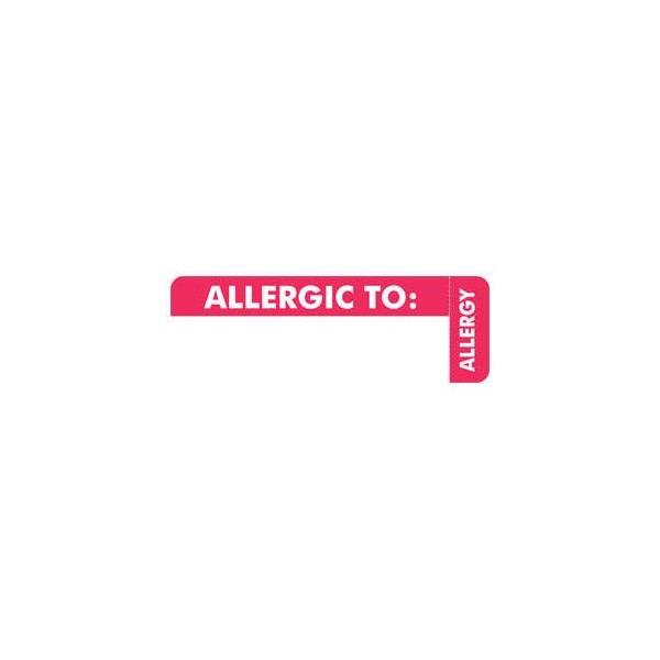 3"W x 1"H Red Allergy Labels"Allergic to: /Allergy(Wrap Around)" (250/Roll)