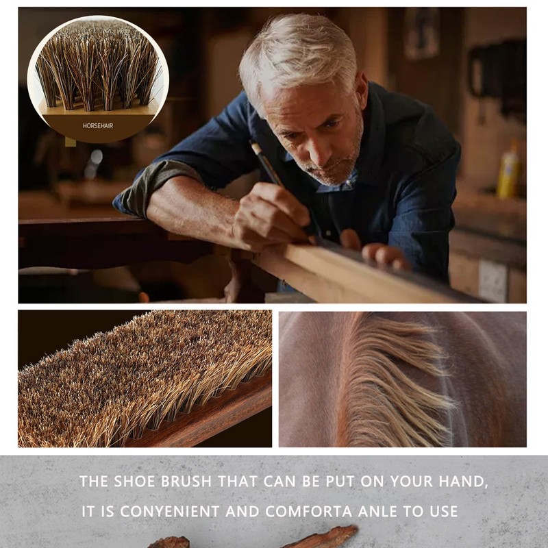 QIANSSE Premium Horsehair Leather Brush