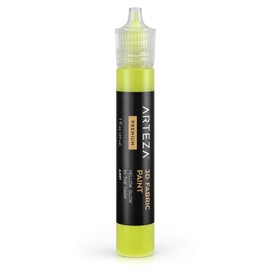 Arteza 3D Fabric Paint, Yellow Glow in the Dark A401, 1oz Tube, Washer & Dryer Safe Textile Paint for Clothing, Accessories, Ceramic, Glass & DIY Projects