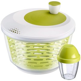Westmark Salad set: 1 salad spinner, 4.4 litres + 1 shaking cup, 0.25 litres, plastic, BPA-free, Spinderella, colour: transparent/white/green, 243022E7